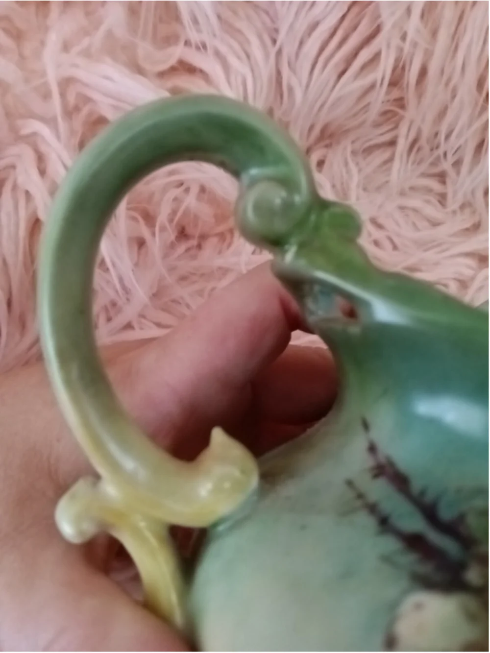 Tresseman & Vogt Limoges france pitcher flowers multicolor pitcher Green yellow